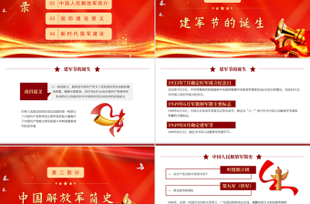 铁血铸军魂PPT红色大气热烈庆祝建军98周年专题党课课件模板