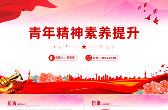 精美时尚青年精神素养提升PPT主题党课课件