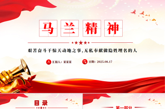 学习马兰精神PPT简洁大气中国精神系列党课下载