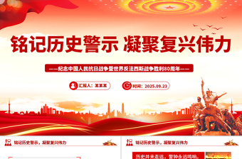铭记历史警示凝聚复兴伟力PPT纪念抗战胜利80周年主题课件下载
