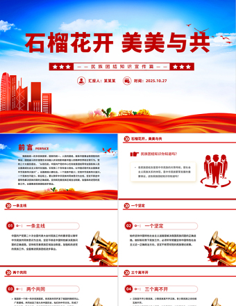 2025石榴花开美美与共PPT民族团结知识宣传课件